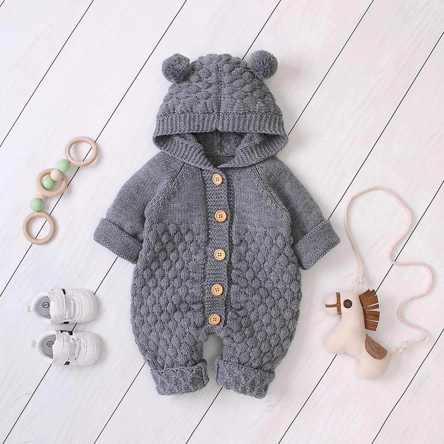 Cozy Knit Hooded Jumpsuit
