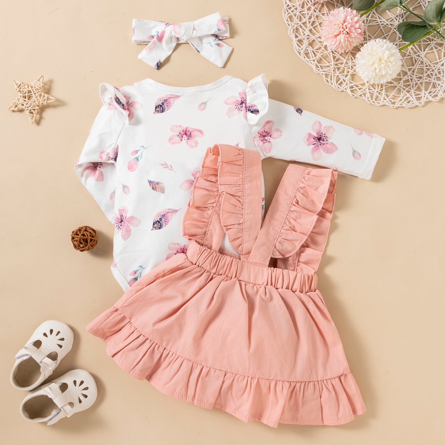 Sweet Blossom Three-Piece Baby Outfit
